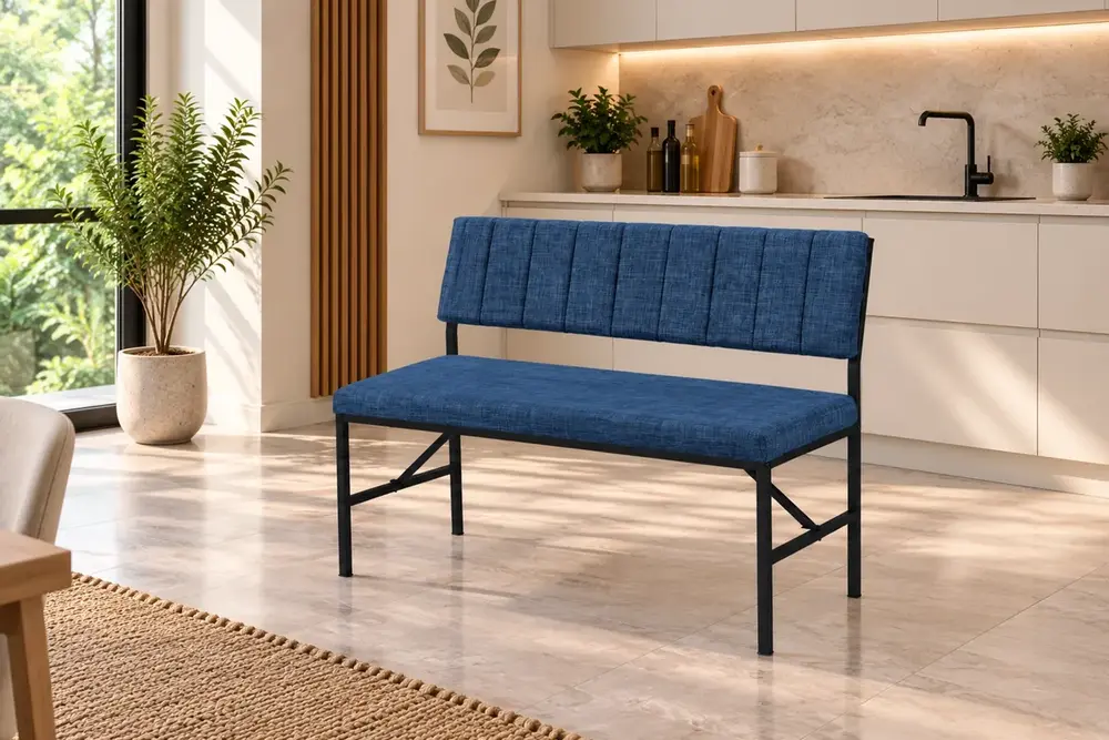 Melody 2 Kişilik Sırtlı Bench, Lacivert, 90 Cm