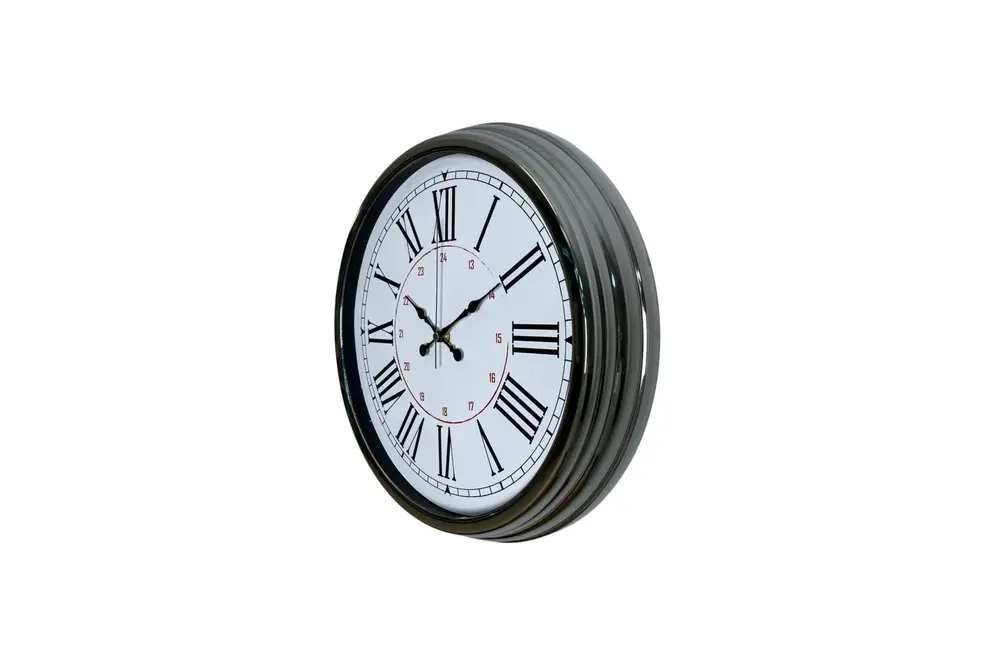 Silver Elegance Krom Metal Duvar Saati 40 Cm
