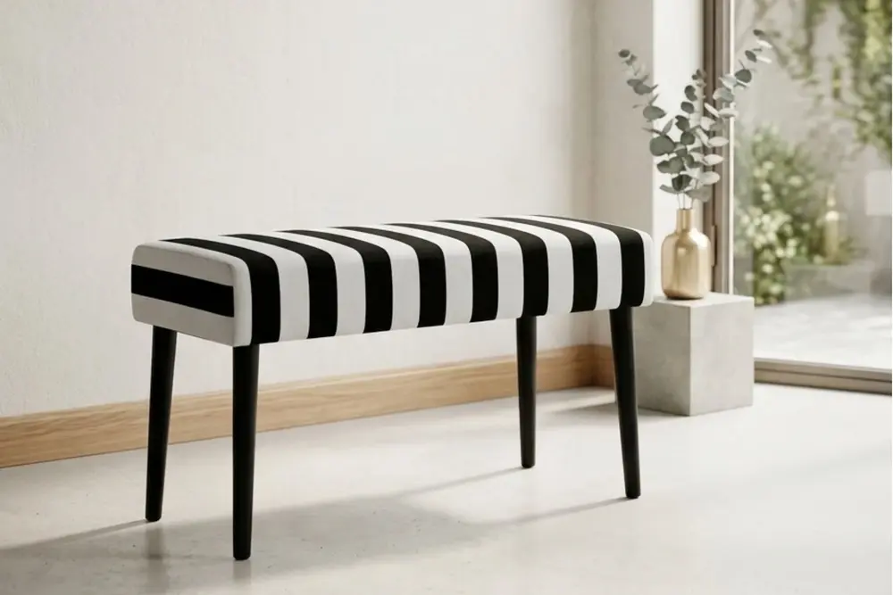 Piyano Çizğili Ahşap Ayaklı Bench