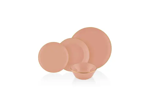 The Mia Basic 24 Parça Yemek Takımı Somon Pembe 6 Kişilik