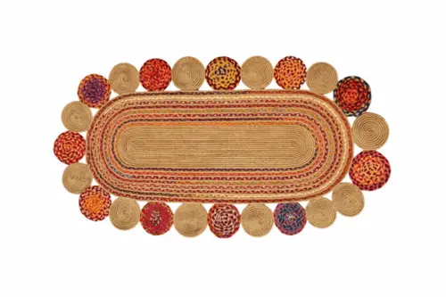 Milda Jüt Hasır Örgü Bohem Çift Taraflı Hav Vermez Kilim, 55, 80X120