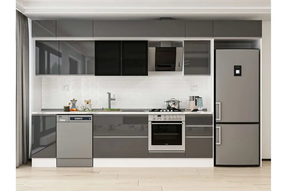 Alvinka 365X240 Cm Mutfak Dolabı, Mb E80S40S45 3 Antrasit Suntalam