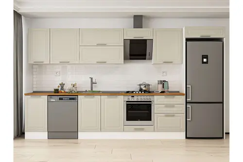 Alvinka 385X222 Cm Klasik Mebran Mutfak Dolabı, Mb E80S45S60 2 Mebran Kumtaşı Suntalam