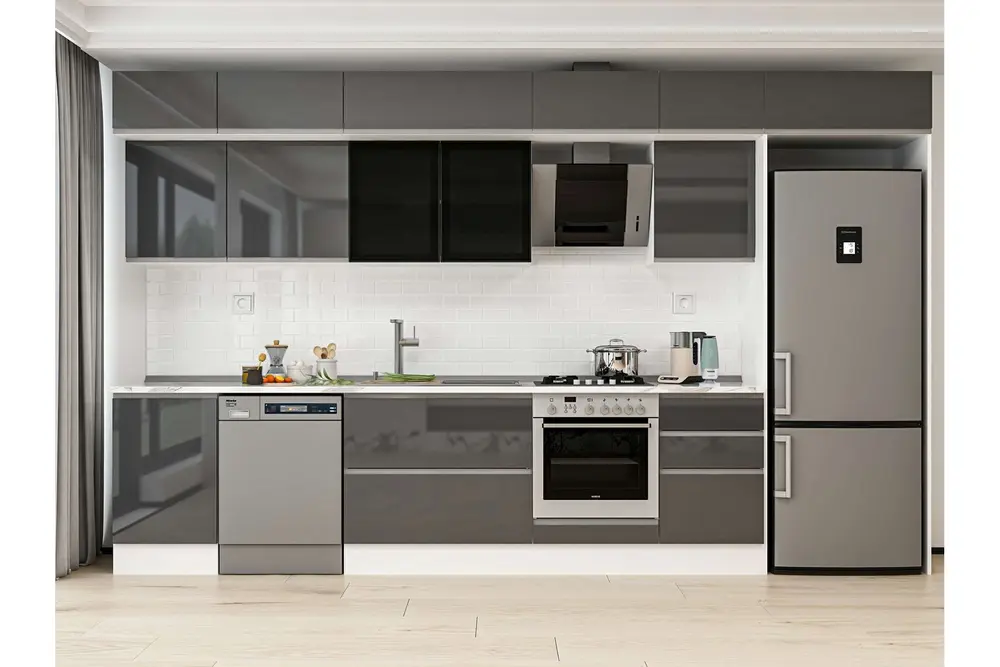 Alvinka 390X240 Cm Mutfak Dolabı, Mb E90S50S50 3 Antrasit Suntalam