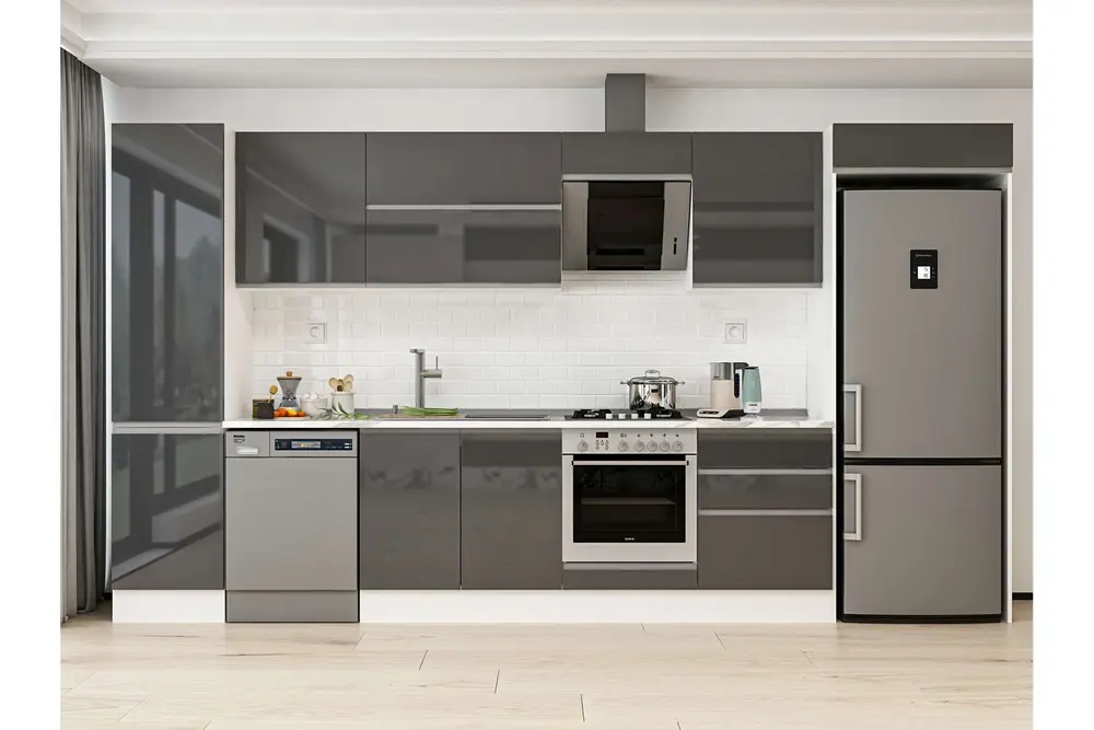 Alvinka 390X222 Cm Mutfak Dolabı, Mbb E80B50S60 2 Antrasit Suntalam