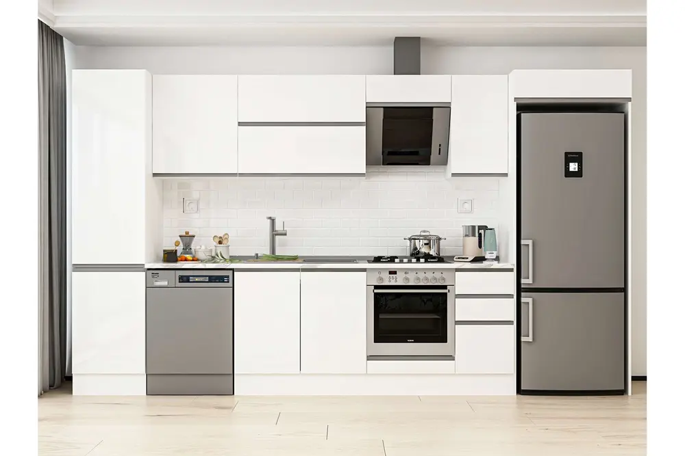 Alvinka 370X222 Cm Mutfak Dolabı, Mbb E80B50S40 2 Beyaz Suntalam