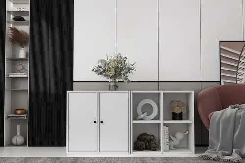 Consola Iki Kapaklı Raflı Beyaz Konsol Çıtasız Kns-1180-Ç