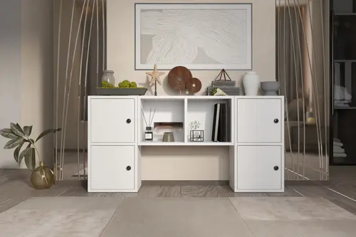 Consola Sandara 4 Kapaklı 2 Açık Raflı Beyaz Konsol