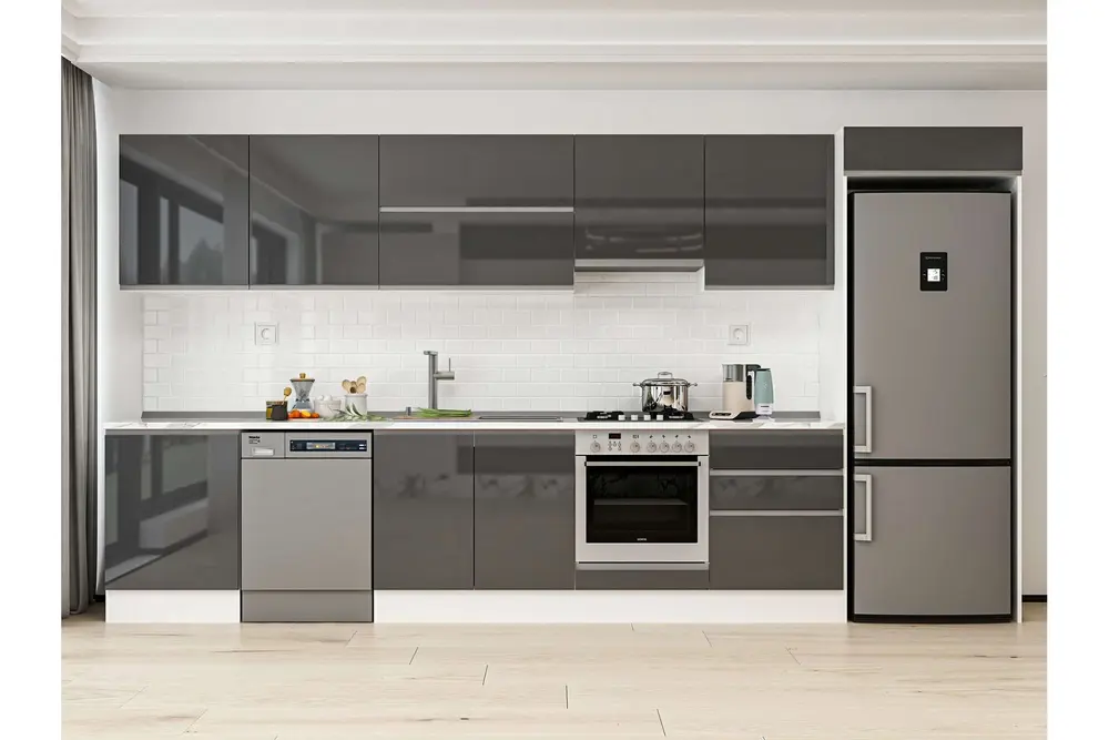 Alvinka 410X222 Cm Mutfak Dolabı, Mb E90S60S60 1 Antrasit Suntalam