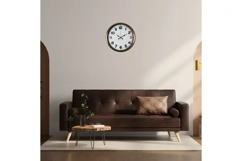 Antik Stil Eskitme Metal Duvar Saati 40 Cm