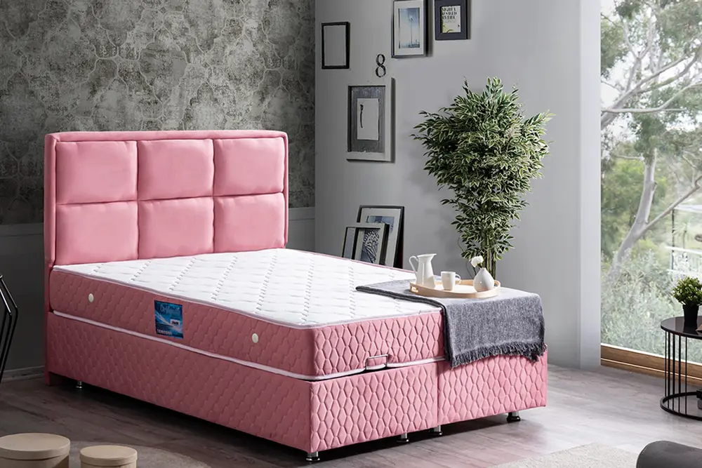 Grand New Baza Başlık Ve Orthosoft Yatak, Pembe, 90X190