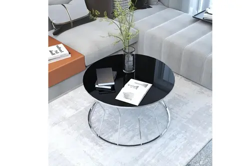 Tubihome Kum Saati Orta Sehpa, Gümüş Siyah
