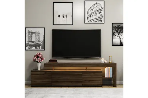 Beliz Led Işıklı Tv Sehpası, Ceviz