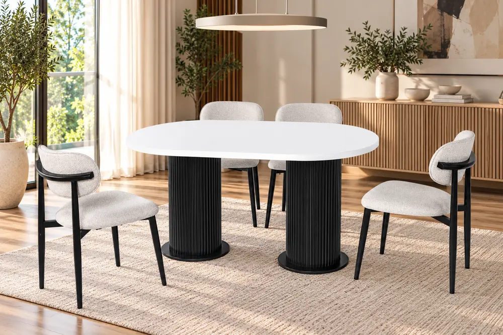 Bohem Masa, Umay Metal Sandalye, Beyaz, Siyah, Ptt Ayak, 160X90