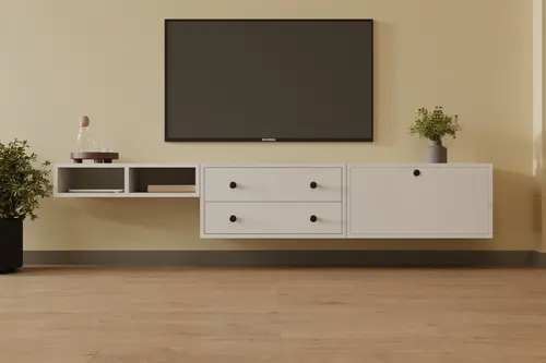 Leron Dekoratif 2 Çekmece 1 Kapaklı Tv Konsolu Uzun Ömürlü Salon/Oturma Odası Organizeri Mst Tvt 1039