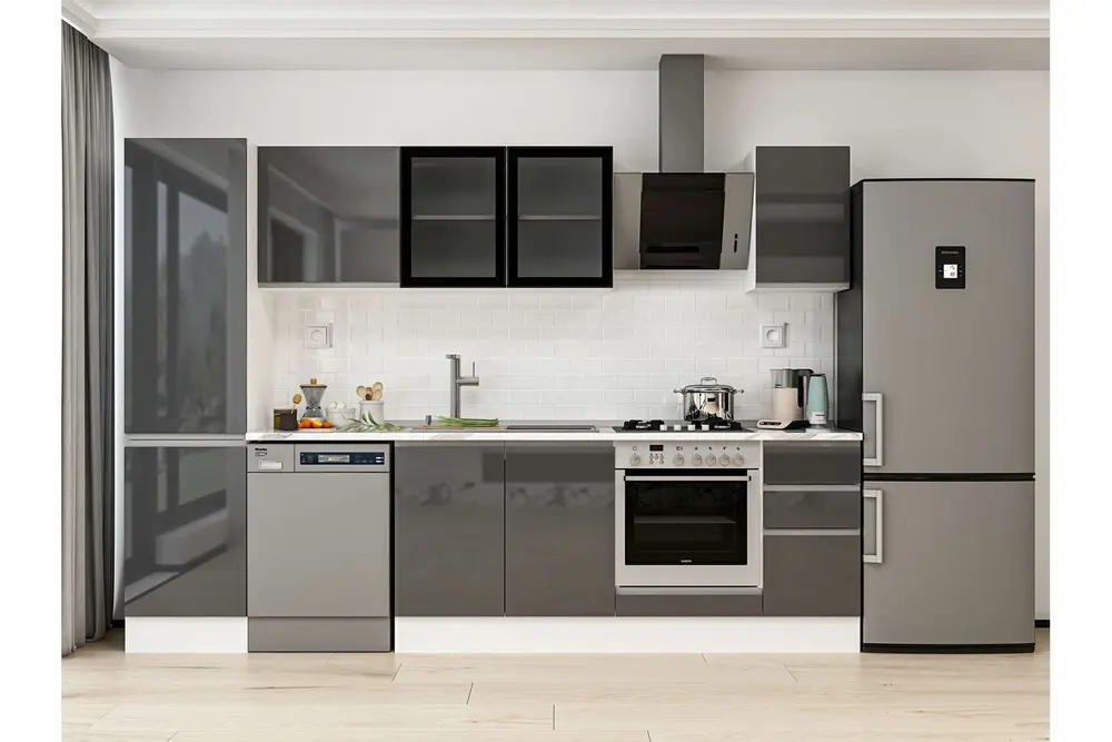 Alvinka 300X210 Cm Mutfak Dolabı, Mb E90B50S40 3 Antrasit Suntalam