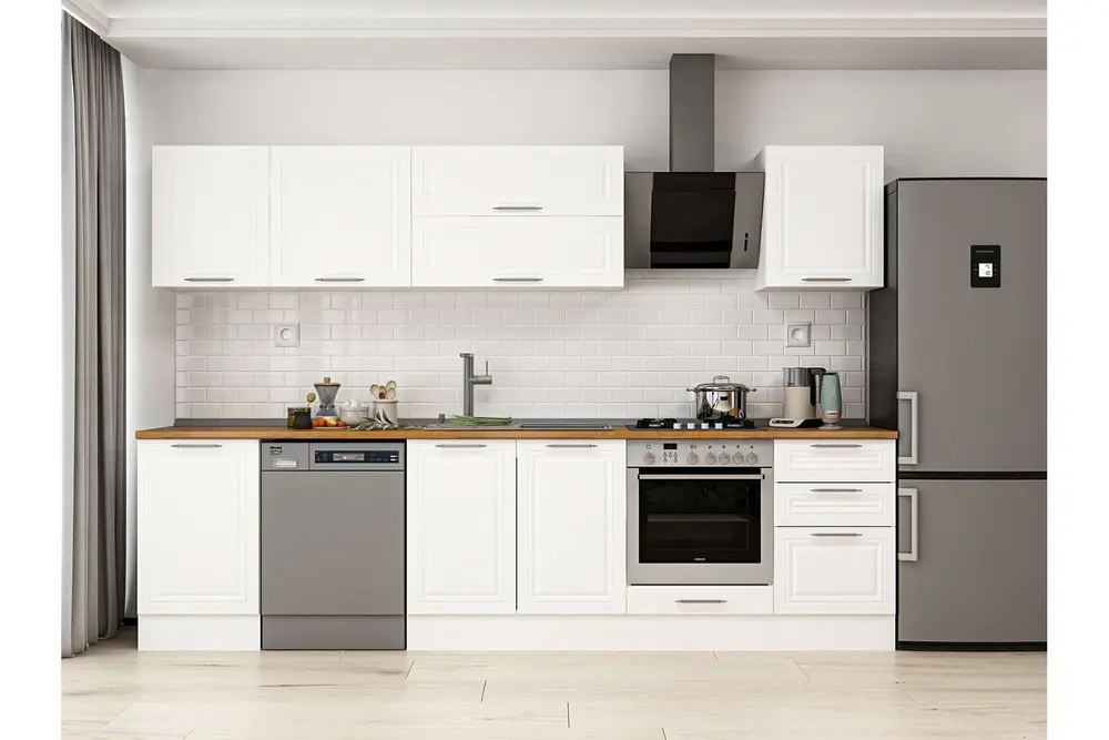 Alvinka 310X210 Cm Klasik Mebran Mutfak Dolabı, M E90S50S50 2 Mebran Beyaz Suntalam