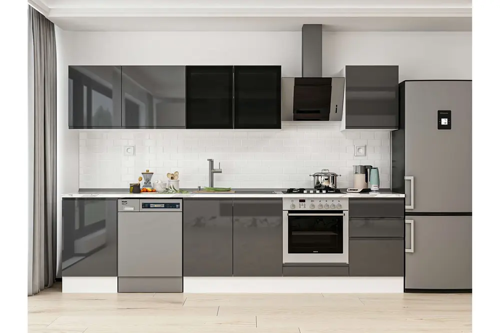 Alvinka 310X210 Cm Mutfak Dolabı, M E90S50S50 3 Antrasit Suntalam