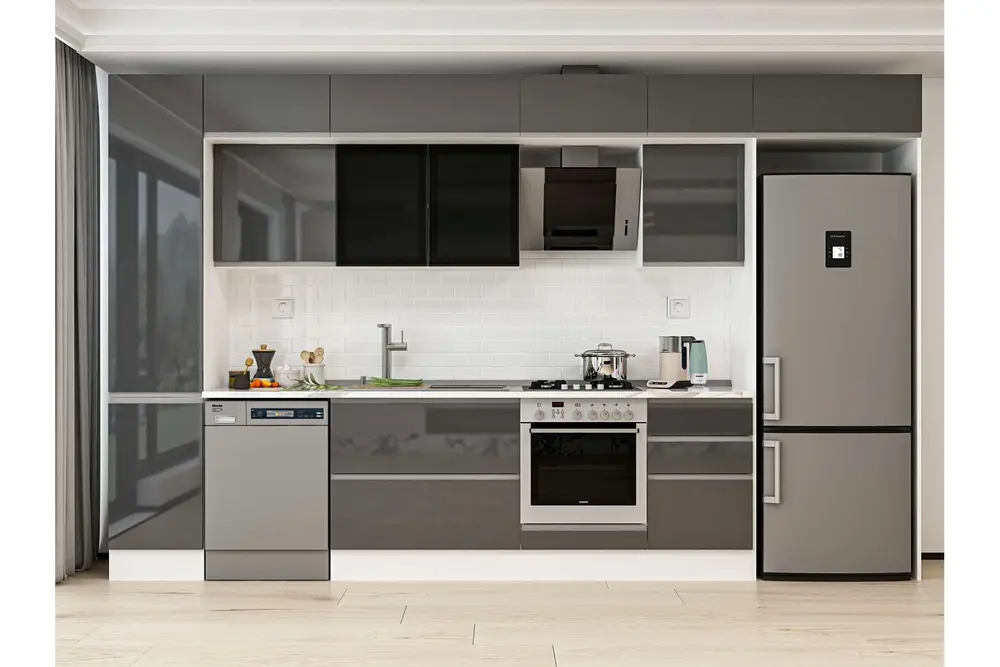 Alvinka 385X240 Cm Mutfak Dolabı, Mbb E90B45S50 3 Antrasit Suntalam