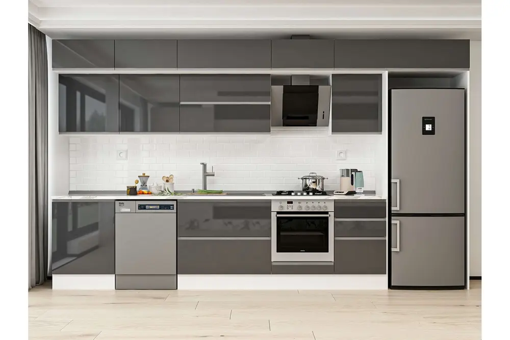 Alvinka 390X240 Cm Mutfak Dolabı, Mb E80S60S50 2 Antrasit Suntalam
