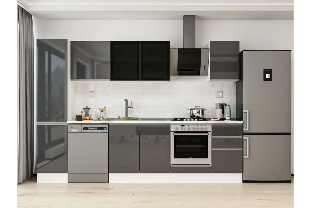 Alvinka 300X210 Cm Mutfak Dolabı, Mb E90B45S45 3 Antrasit Suntalam
