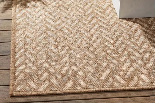 Pera Halı Karamel Ve Ekru Zikzak Sisal Dokulu Halı Fm01W 60X90 Cm