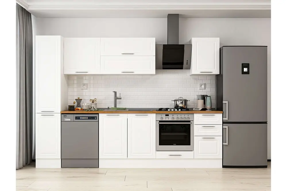 Alvinka 295X210 Cm Klasik Mebran Mutfak Dolabı, Mb E90B40S45 2 Mebran Beyaz Suntalam