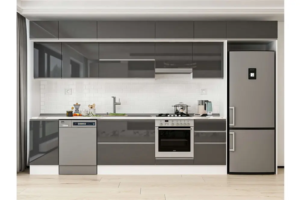 Alvinka 385X240 Cm Mutfak Dolabı, Mb E90S45S50 1 Antrasit Suntalam