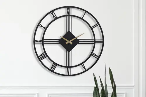 Muyika Roma Elegante Metal Siyah Duvar Saati 50Cm