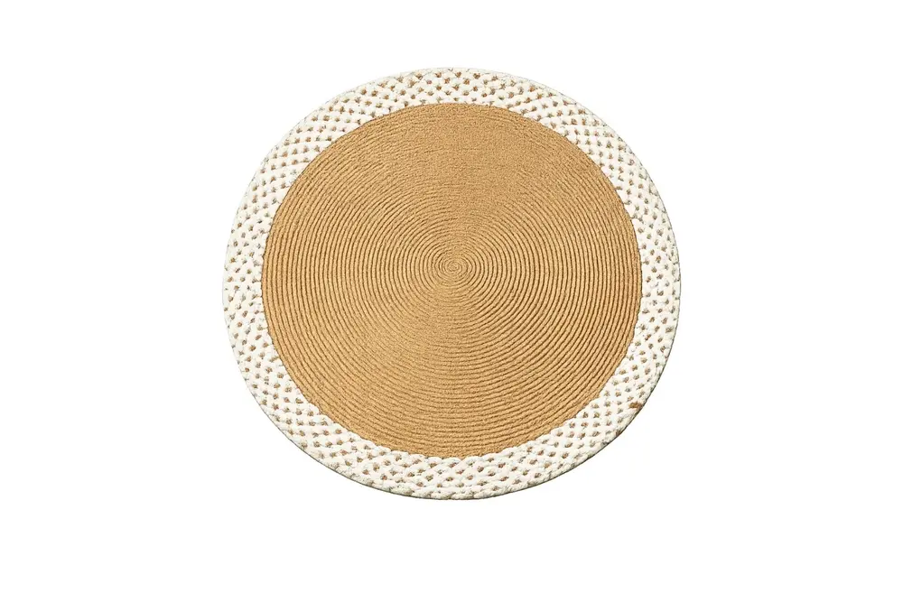 Rixo Çift Taraflı Jüt Kahve-Krem Yuvarlak Halı, 90X90