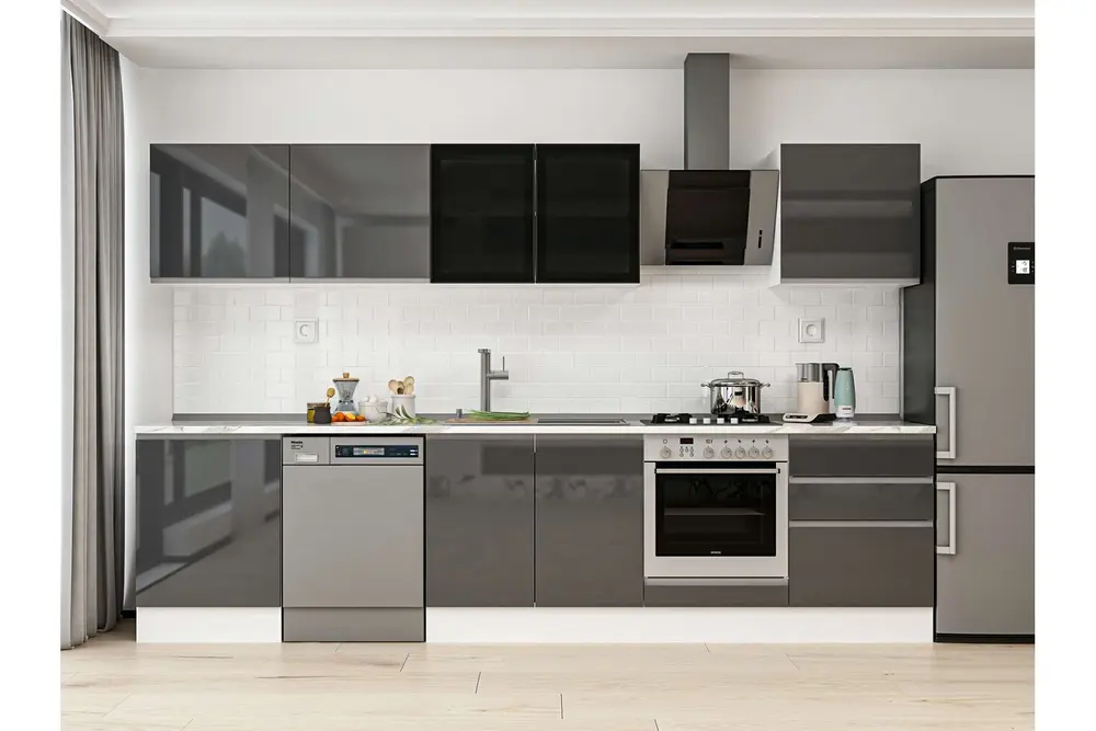 Alvinka 330X210 Cm Mutfak Dolabı, M E90S60S60 3 Antrasit Suntalam