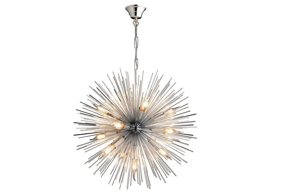 Lampaluce Modern Dokuzlu Avize, Krom, 55 Cm