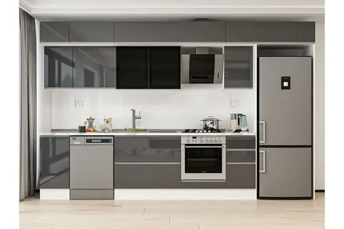Alvinka 370X240 Cm Mutfak Dolabı, Mb E90S40S40 3 Antrasit Suntalam