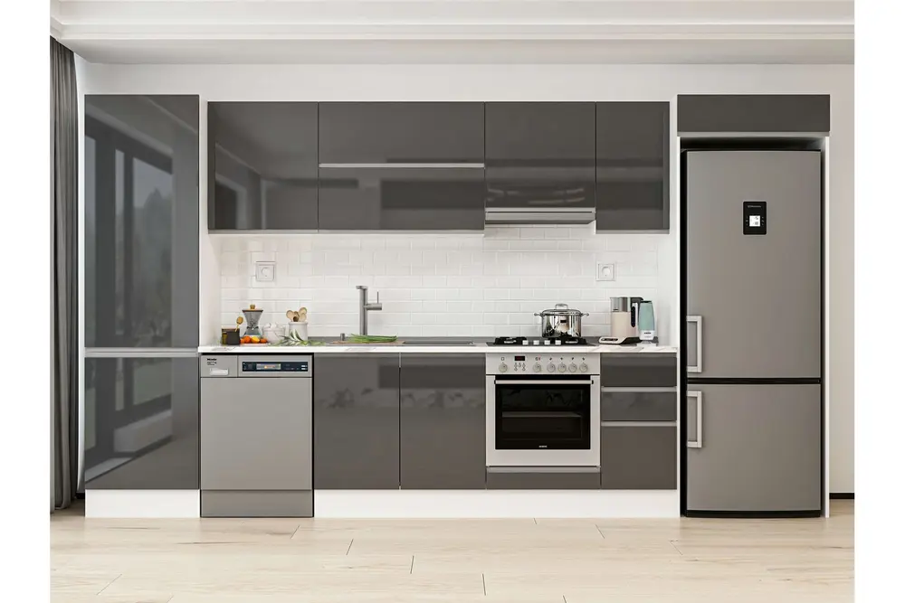 Alvinka 380X222 Cm Mutfak Dolabı, Mbb E80B60S40 1 Antrasit Suntalam
