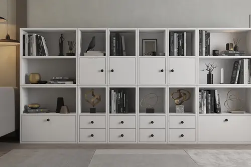Leksa Düser Kapaklı Çekmeceli Kitaplık 260 Cm Beyaz Ktp-1420-Ç