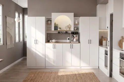 Afrodis Sekiz Kapaklı Ledli Kiler Dolabı, Kahve Köşesi, Beyaz Sepet, 247 Cm