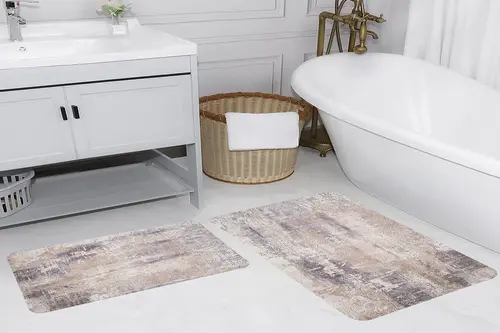 Dijital Baskı, Kaymaz Taban İkili Banyo Paspası 100X60 + 60X50 Cm Rvg5165