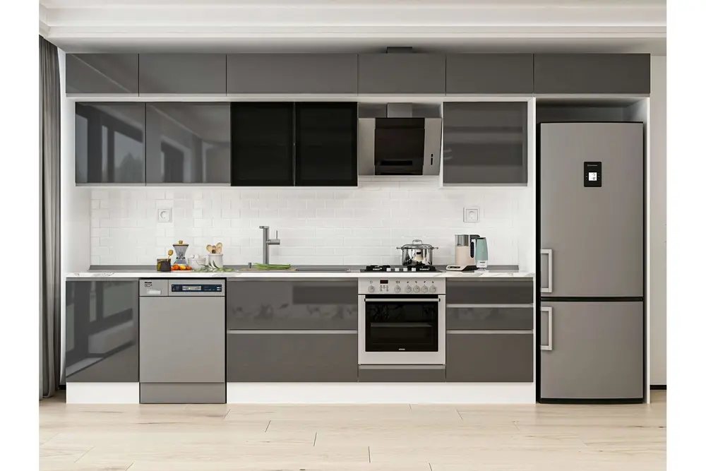 Alvinka 390X240 Cm Mutfak Dolabı, Mb E80S50S60 3 Antrasit Suntalam
