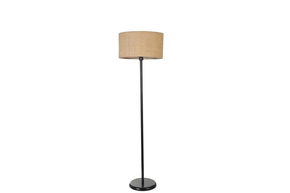 Hasır Rattan Abajurlu Lambader Siyah