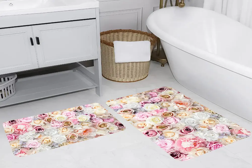 Rovigo Home Dijital Baskılı İkili Banyo Paspas Takımı, Rvg5273