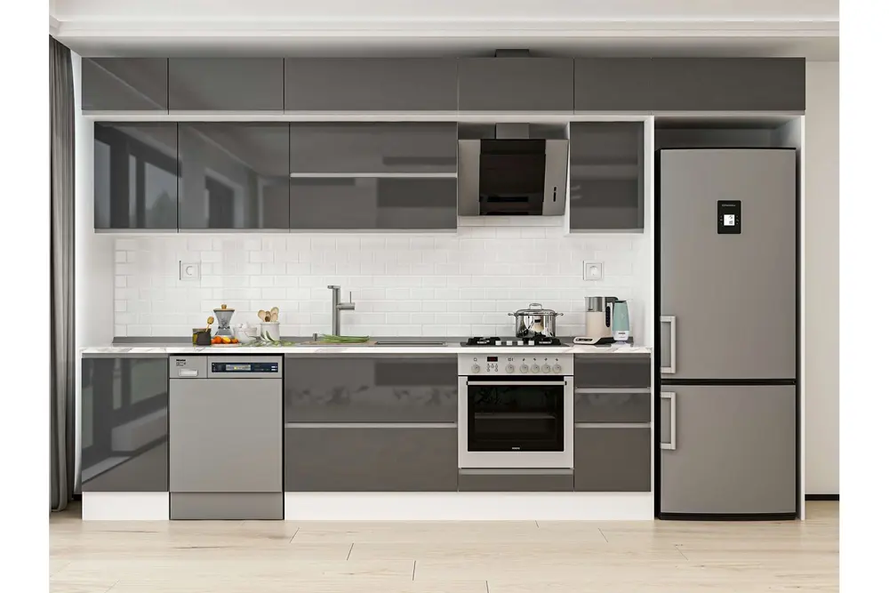 Alvinka 365X240 Cm Mutfak Dolabı, Mb E80S45S40 2 Antrasit Suntalam