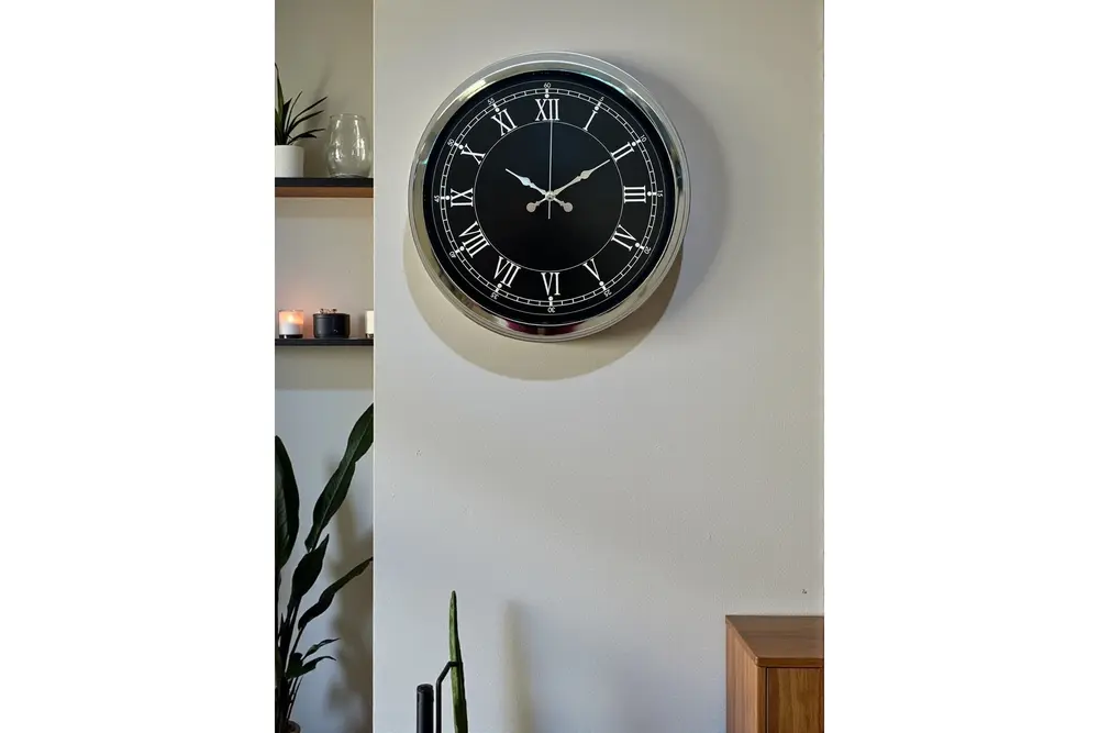 Elegance Metal Krom Duvar Saati 40 Cm