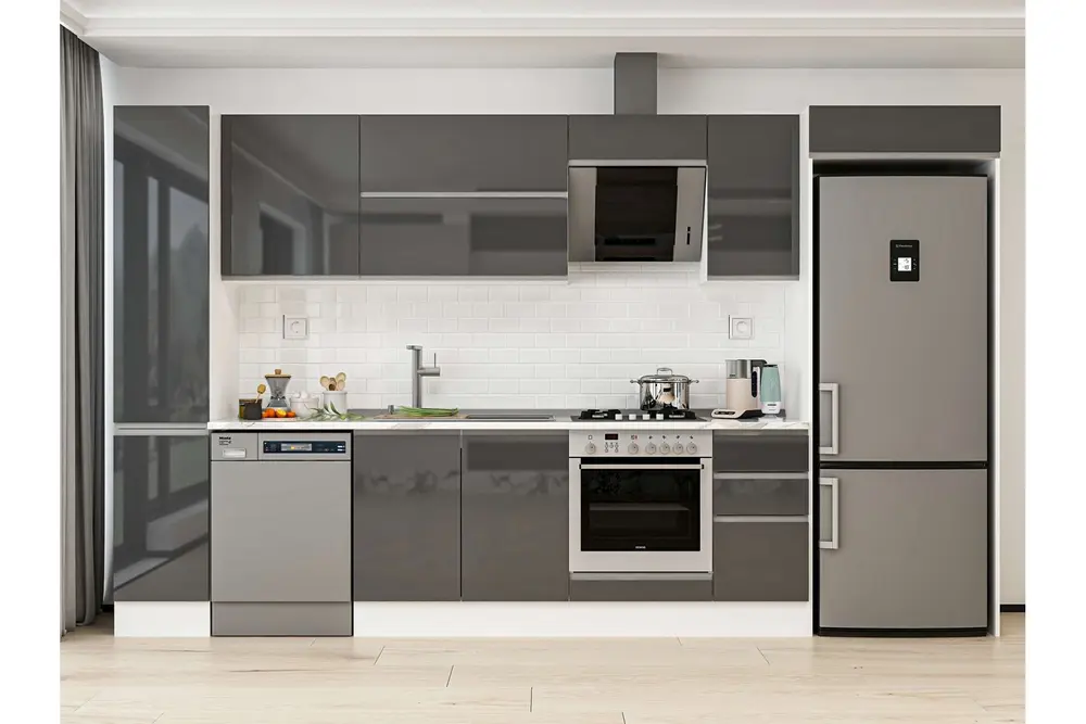 Alvinka 360X222 Cm Mutfak Dolabı, Mbb E80B40S40 2 Antrasit Suntalam