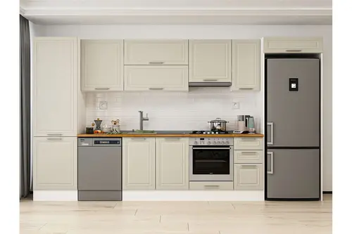Alvinka 380X222 Cm Klasik Mebran Mutfak Dolabı, Mbb E80B60S40 1 Mebran Kumtaşı Suntalam