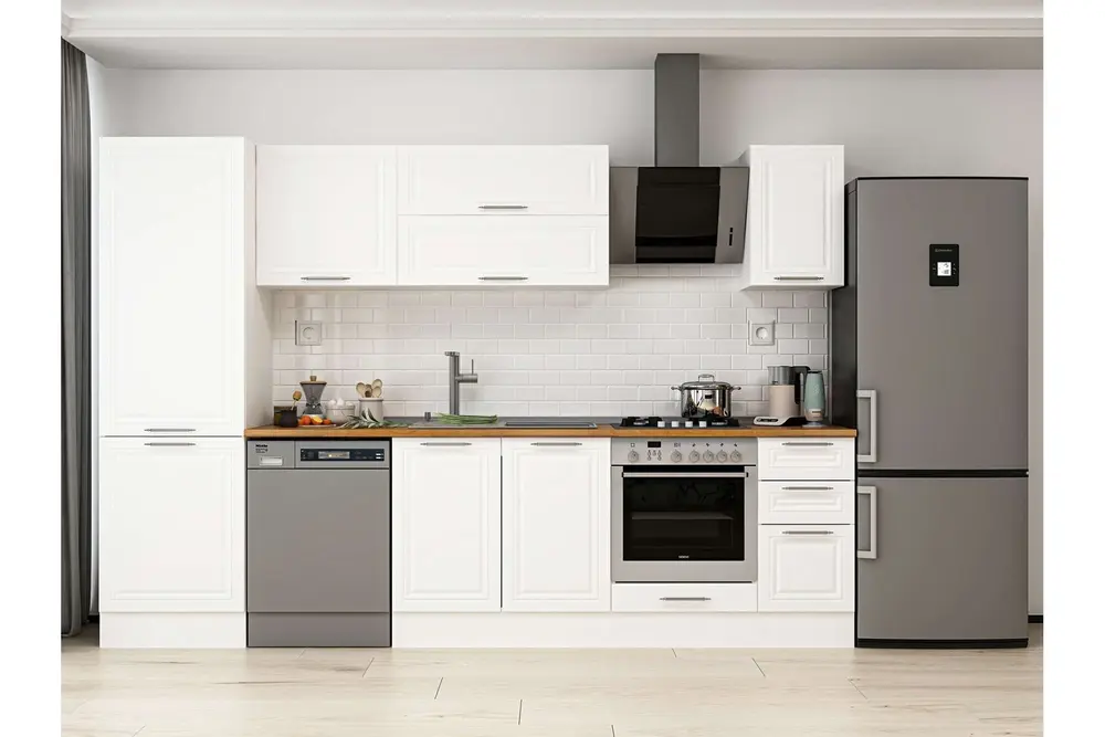 Alvinka 310X210 Cm Klasik Mebran Mutfak Dolabı, Mb E90B60S40 2 Mebran Beyaz Suntalam