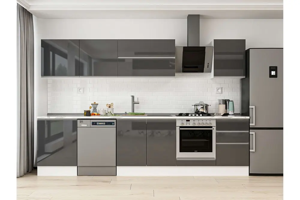 Alvinka 320X210 Cm Mutfak Dolabı, M E90S60S50 2 Antrasit Suntalam