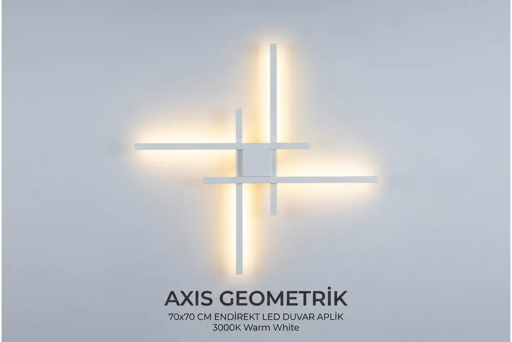 Axis Geometrik Endirekt Led Aplik, Beyaz, 70X70 Cm