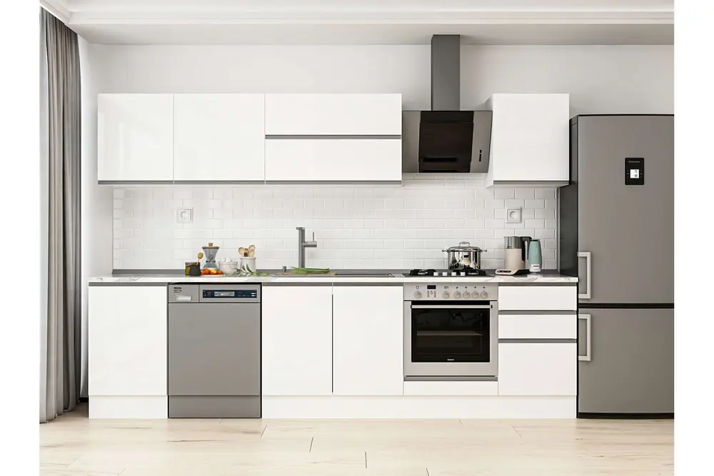 Alvinka 300X210 Cm Mutfak Dolabı, M E80S50S50 2 Beyaz Suntalam