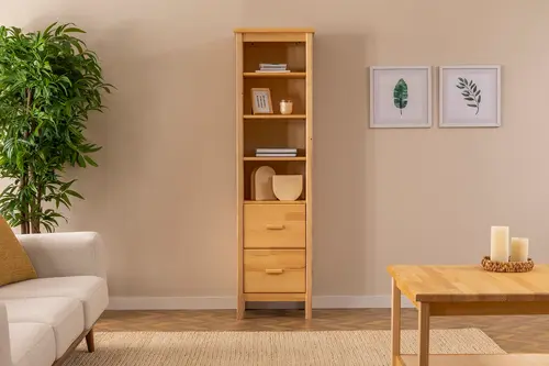 Ranch Çekmeceli Kitaplık, 4 Raflı, Natürel