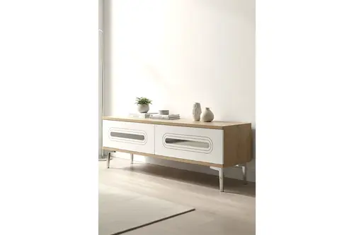 Rany Tv Sehpası, Safirmeşe Beyaz Silver, 120 Cm, Tsa1220Dbs